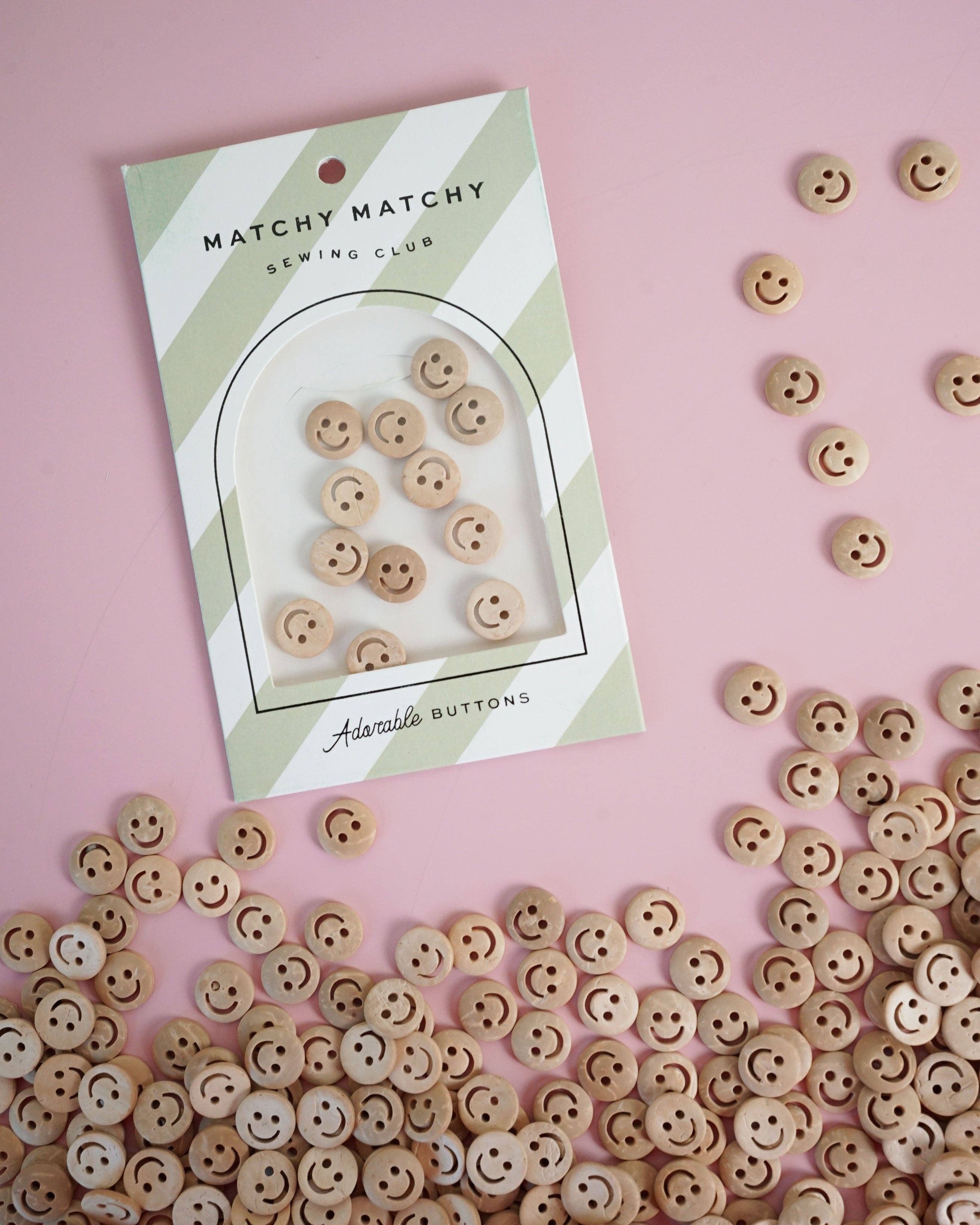 Smiley Face Wood Buttons - 1/2"