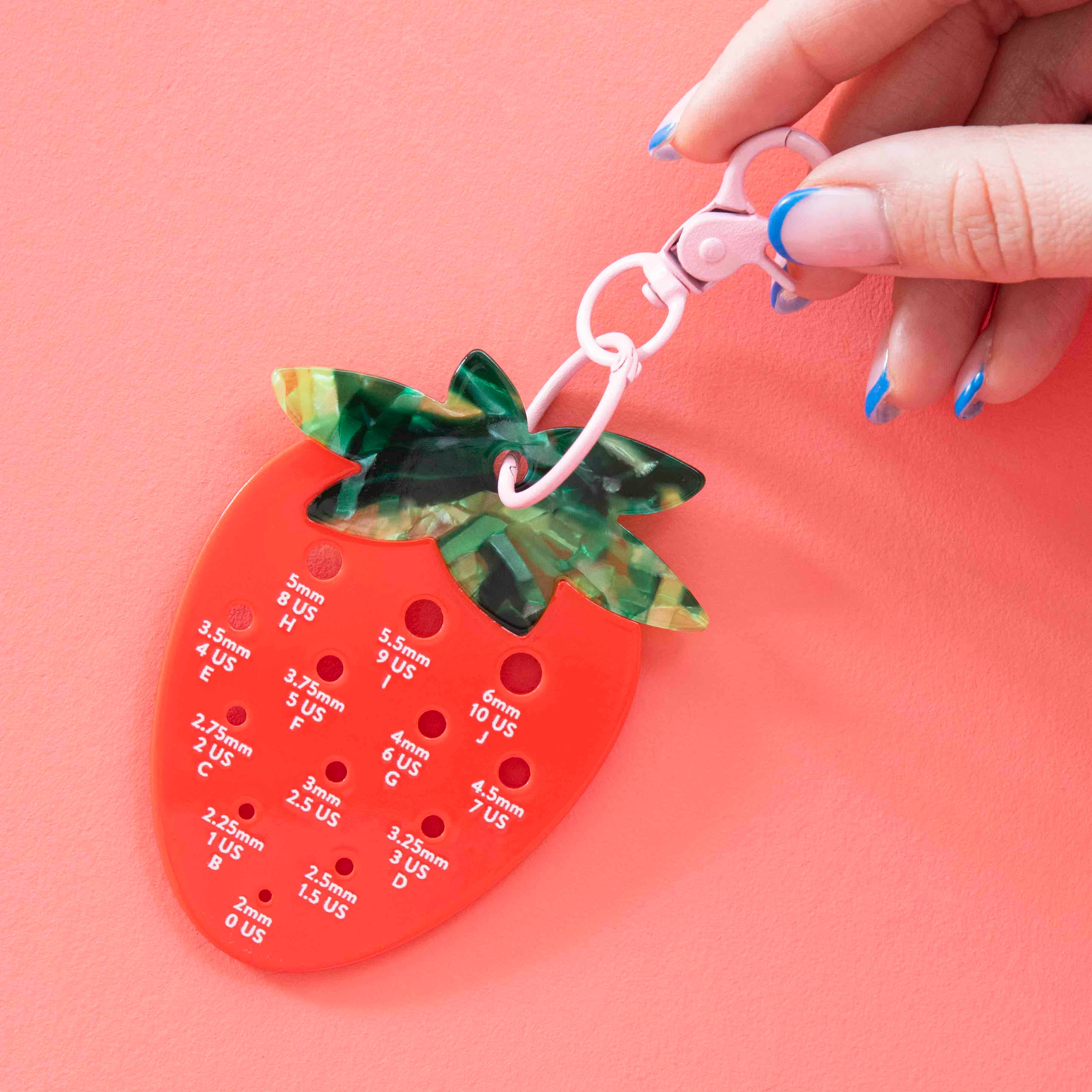 Sarah Hearts Strawberry Needle Gauge Bag Charm