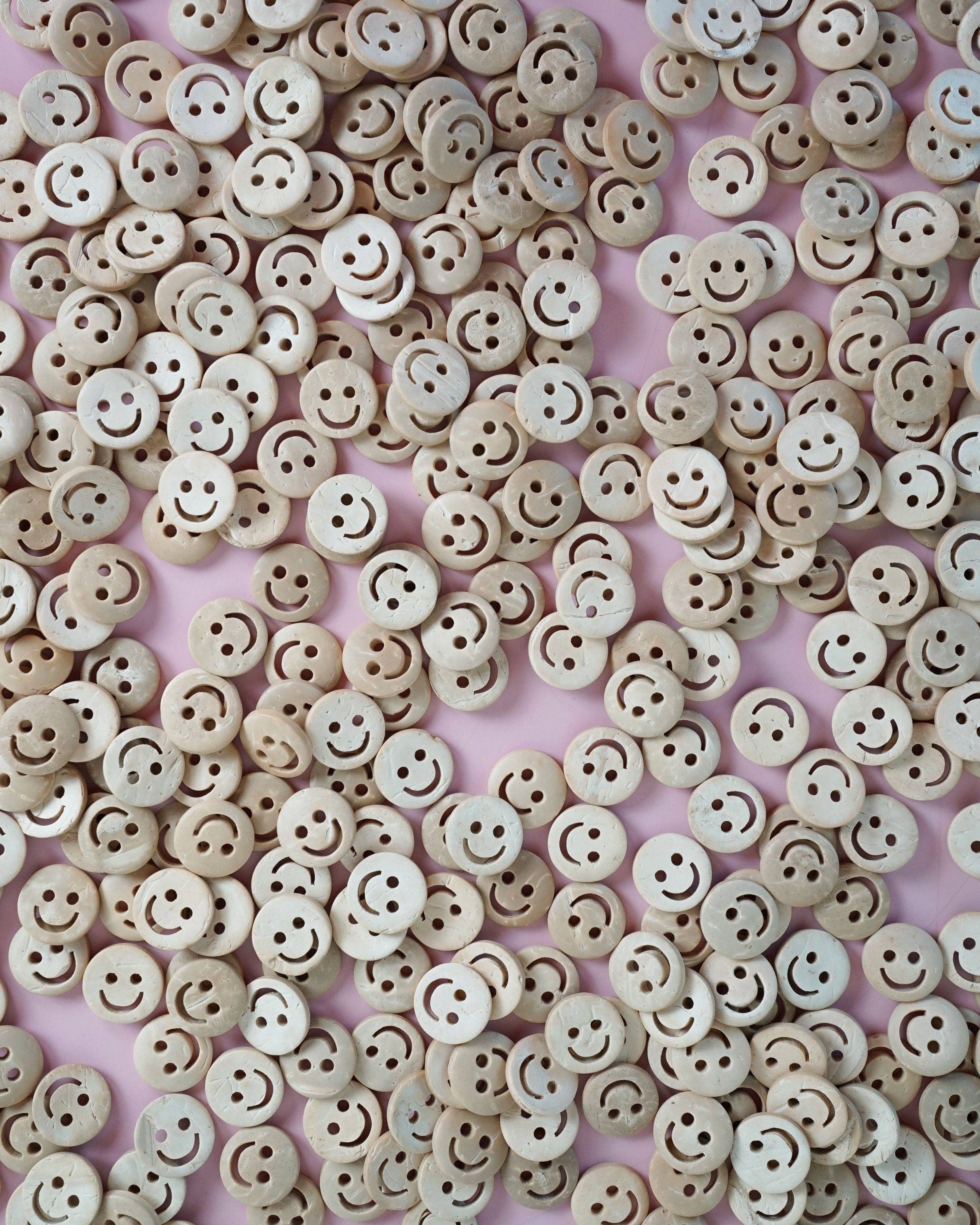 Smiley Face Wood Buttons - 1/2"