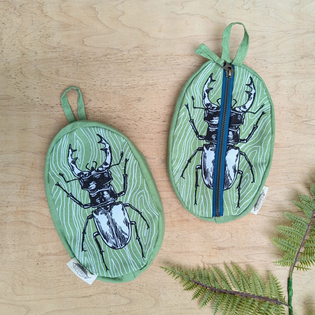 Stag Beetle Zippered Notions Pouch