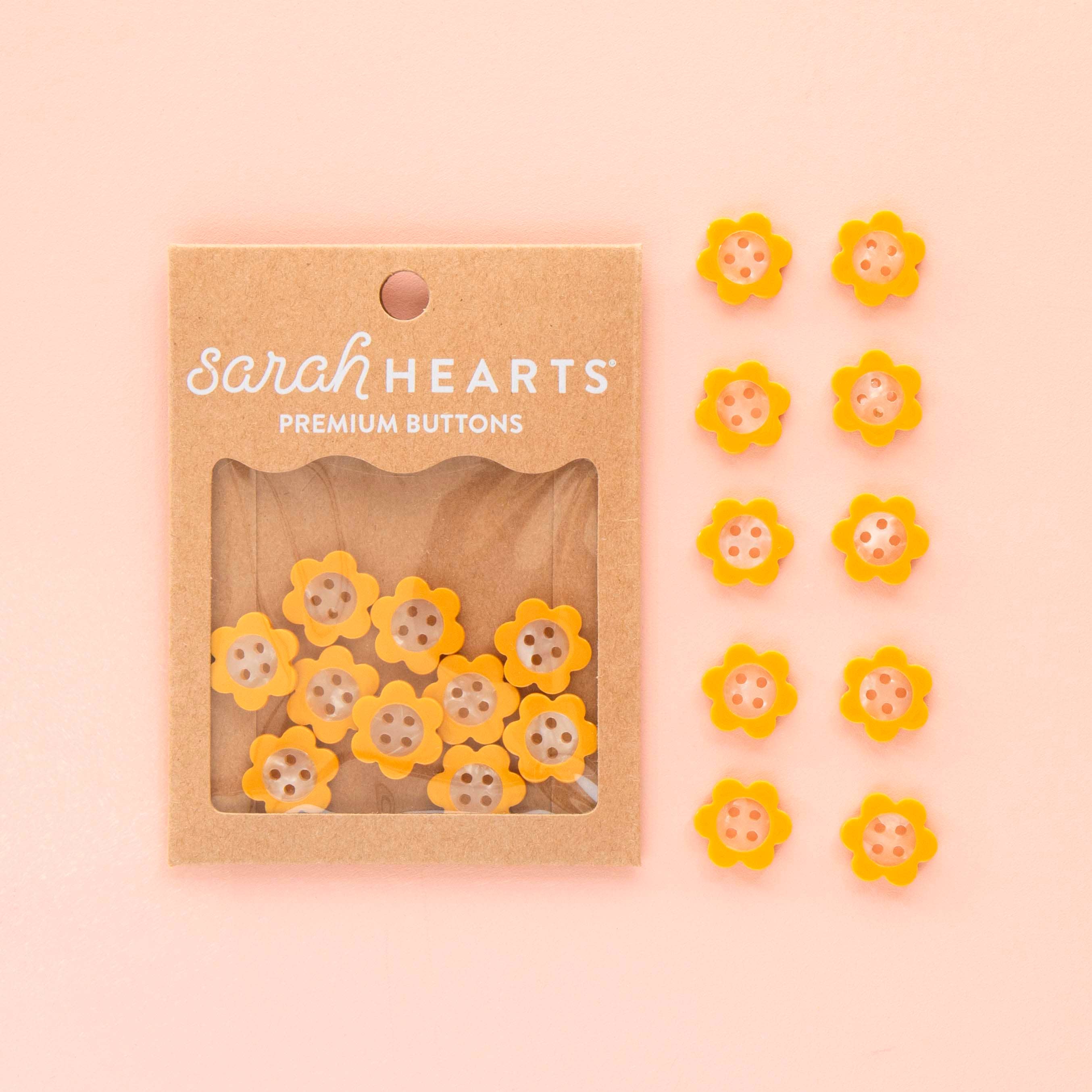 Sarah Hearts Small Yellow Daisy Buttons - 5/8"